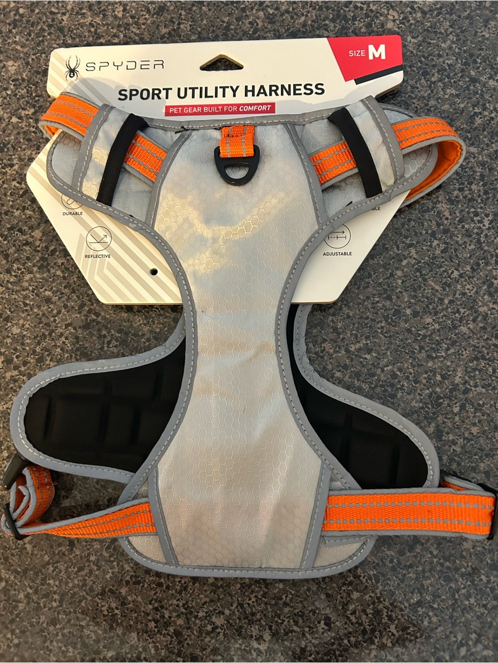 Spyder Sport Utility Dog Harness in Gray and Orange Size M